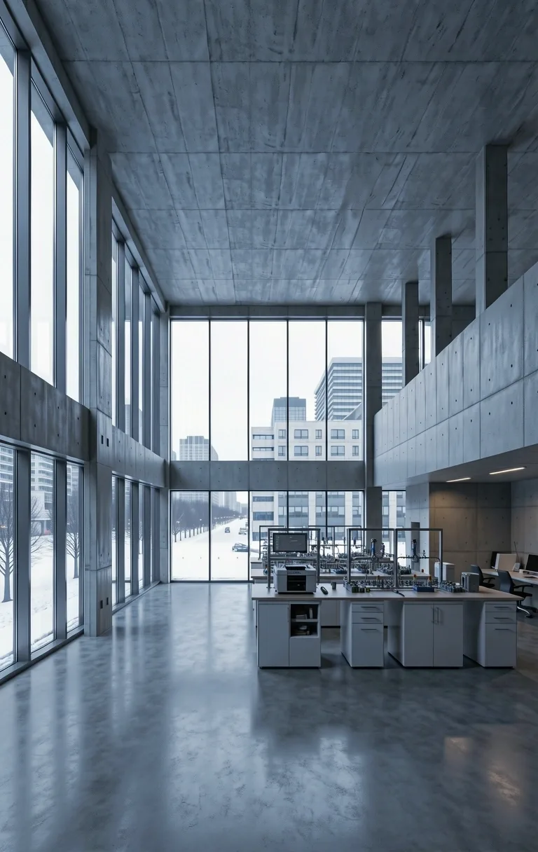 Brutalist research architecture